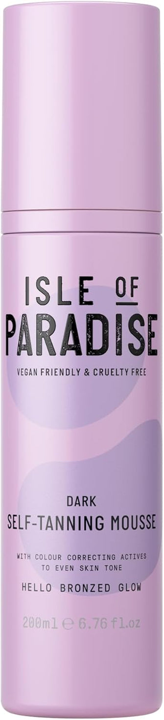 Isle of Paradise Self Tan Mousse, Dark (200 ml) Self Tanning Foam, Natural Ingredients & Vegan (packaging may vary)