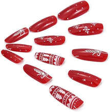 Brishow Christmas False Nails Long Fake Nails Snow Elk Press on Nails Full Cover Stick on Nails 24pcs for Women and Girls (2)