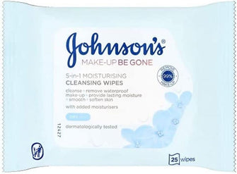 Johnson's Face Care Makeup Moisturising Wipes, Pack of 25 Wipes