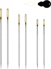 6PCS Large Eye Sewing Needles, 5.7cm/6.4cm/7.0cm 3 Sizes Needles, Embroidery Needles for Hand Sewing with a Threader