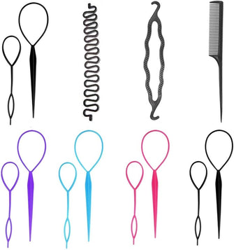 13Pcs Topsy Tail Hair Tool Ponytail Loop Bun Maker Hair Braiding Tool for Women Girls Styling Maker Hair Styling Accessories