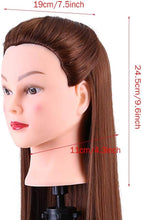 Hairdresser Training Head, 24in Synthetic Fiber Mannequin Head Hairdresser Training Head Manikin Doll Head Cosmetology Doll Head with Clamp Stand Holder