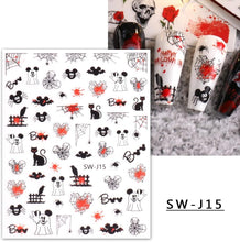 12 Sheets Halloween Nail Art Stickers Decals Self-Adhesive Cute Kids Spider Web Pumpkin Skull Bat Ghost Witch Nail Supplies Nail Art Design Decoration Accessories