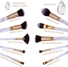 Makeup Brushes HEYMKGO Professional Marble Makeup Brush Set, Soft and Odor-free Natural Synthetic Bristles,10PCS + 2 Sponge Puff + Marble Pattern Cosmetics Bag