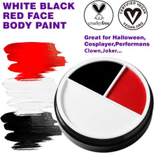 Afflano Clown Makeup White Black Red Face Paint, Face Body Painting Party for Kids Adults, SFX Joker Zombie Vampire Skeleton Costume Cosplay Halloween Makeup, Non Toxic Oil Body Paint 3 Colours