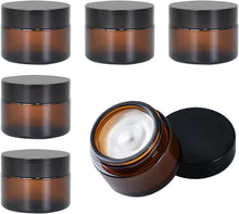 Amber Glass Empty Jar 6 Pack Jars Cream Jars 30ml Brown Glass Jars Empty Refillable Jars Brown Ointment Jars for Women Girls Cosmetics Creams Lotions Essential Oils Powder