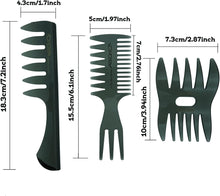 Hair Comb Set 3PCS Wide Tooth Combs for Mens Hair Styling Pompadour Streaker Afro Hair Combs Barber Accessories Professional Shaping & Wet Pick Combs for Wet Oil Curly Thick Hair