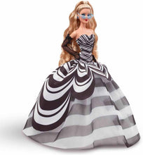 Barbie Signature Doll, 65th Anniversary Collectible with Blonde Hair, Black and White Gown, Sapphire Gem Earrings and Sunglasses, HRM58