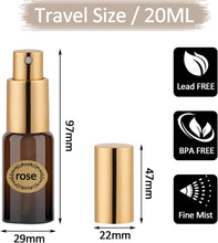 Apstaqeoo 6Pcs, 20Ml Empty Amber Glass Spray Bottles for Essential Oils - Small Fine Mist Spray Bottle with Gold Aluminum Sprayer Refillable Perfume Atomizer for Liquids,Aromatherapy,Makeup,Cleaning