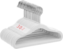 MangoKit Non-Slip Kids Velvet Hangers, Ultra-Slim Space Saving Baby Velvet Coat Hangers,360 Degree Rotatory Hook,Sturdy Baby Clothes Hangers 30 Pack (28cm,White)