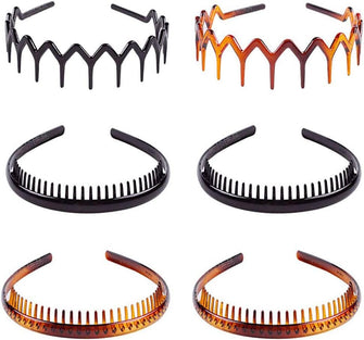 6 Pieces Teeth Headband Plastic Comb Hairband Hair Hoop Sharks Tooth Hair Comb Zigzag Fashion Headwear for Women Girls Non-breakable Material 3 Styles and 2 Colors