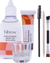 Hi Brow Professional Tinting Kit - Eyebrow Dye Full Size Set - 15ml Tint, 50ml Tint Developer, Glass Mixing Dish, Dual End Brush, Mascara Wand, Orange Wood Stick (Dark Brown)