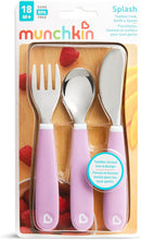 Munchkin Splash Toddler Fork, Knife and Spoon Set  Toddler & Baby Spoons  Baby Weaning Set and Toddler Cutlery  Baby Essentials  3 Pack  Purple