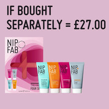 Nip+Fab The Fab Four Set Deluxe Mix, Bestsellers Kit, Contains: Glycolic Fix Scrub, Salicylic Fix Clay Mask, Vitamin C Fix Serum and Hyaluronic Fix Extreme4 Hybrid Gel Cream 2%, Complex Face Care