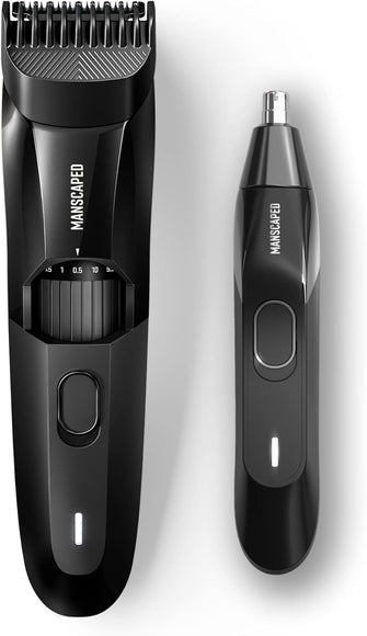 MANSCAPED The Face Grooming Duo Contains: The Beard Hedger Premium Precision Beard Trimmer and The Weed Whacker 2.0 Nose and Ear Hair Trimmer