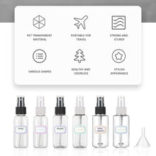 8 Pcs Clear Spray Bottle with 4 Funnels, 16 Stickers, 50ml Atomizer Pump Bottle, Perfume Atomizer Refillable Portable Travel Bottle for Travel, Business Trip, Camping