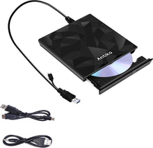 Antika External CD DVD Drive TypeC USB 3.0 Extended Cable Backup Power Line Portable DVD Player CD/DVD +/-RW Burner Reader for Laptop Desktop PC Apple Mac Macbook Pro Windows 11/10/8/7 / XP Linux OS