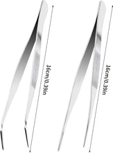 Hoxfly 2 PCS Precision Tweezers Set,Anti-Static Stainless Steel Tweezers Set Kit,Stainless Steel Straight and Curve Tip Tweezers,Eyebrow Tweezers Set,for Jewelry,Craft,Electronics