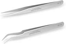 LANKIZ Eyelash Extension Tweezers Stainless Steel Straight and Curved Volume Lash Tweezers Set for Eyelash Extension Professional Applicator Tool-Silver