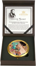 CARMANI Gustav Klimt 'Lady with Fan' Pocket Mirror, Gold Plated Bronze Make-up, Compact, Travel Mirror