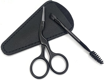 1 Set Small Hair Grooming Scissors Eyebrow Scissors and Eye Brow Spoolie Brush Multi-Purpose Beauty Grooming Kits Moustache and Beard Scissors for Cutting Eyebrow Nose Hair Moustache Beard