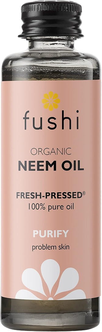 Fushi Organic Neem Oil, Virgin & Fresh-Pressed, Extracted from the Neem Tree, Best for Itchy Scalp, Skin Redness & Irritated Skin, Ethical & Vegan, Manufactured in UK, 50 ml