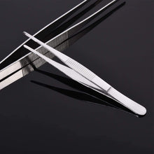 4 Pieces Tweezer Set Stainless Steel Long Straight Tweezers Plant Grass Garden Tweezers with Serrated Tips and Non-Slip Handle, 11.8/9.8/7.9/6.3 Inches Long