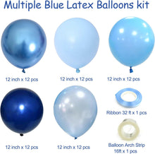 Blue Balloon Metallic Blue Balloons, 60Pcs 12Inch Chrome Blue Balloons Macaron Baby Blue Balloons Pearl Blue Balloons Navy Blue Latex Balloons for Birthday Wedding Baby Shower Party Decoration