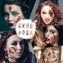 GIRAFEDA 11 Sheets Halloween Zombie Scars Tattoos Stickers Vampire Bite Tattoo Waterproof Fake Wound Scar Realistic Temporary Tattoos for Halloween Party Cosplay Costume Makeup(2 Large+9 Small)