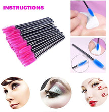 50 PCS Disposable Eyelash Brushes Mascara Wands Eye Lash Eyebrow Applicator Cosmetic Makeup Brush Tool Kits (black-rose)