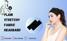 LIL POSH 2x BLACK Cotton Fabric Headbands for Men and Women - Fashionable and Sweat-Wicking Hairbands for Active wear Workout, Yoga, and Makeup - Wide and Plain Elastic Head Band