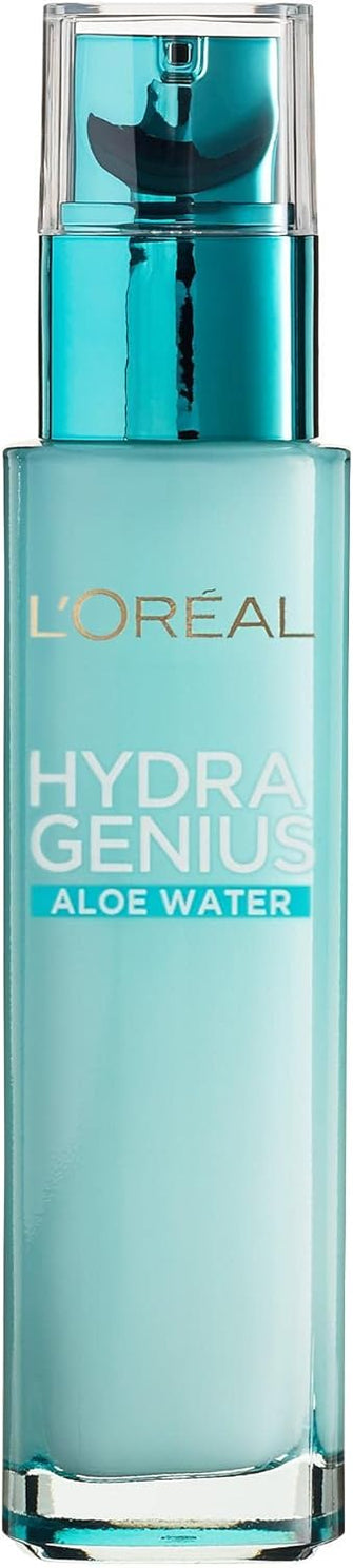 L'Oreal Paris Hydra Genius Hyaluronic Acid + Aloe Liquid Hydrating Moisturiser, Rehydrating and Reinvigorating Face Serum for Dry Skin [70ml]