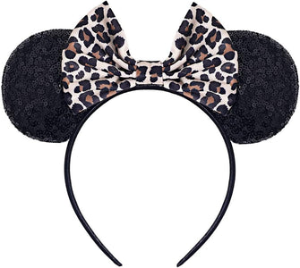 Hpfulseazn Girl and Women Decoration Minnie Mouse Ears Headbands Sequin Glitter Hairband for Cosplay Costume Birthday Party