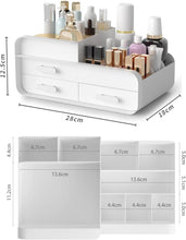 Macallen Makeup Organiser Cosmetic Storage Box, Make up Organizer Dressing Table Plastic Cosmetics Holder with Drawer - Vanity Cosmetic Stand Containers for Beauty Skincare Jewellery, White