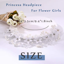 IYOU Princess White Flower Headpiece Pearl Hair Dress Crystal Bridal Wedding Hair Accessories for Flower Girls