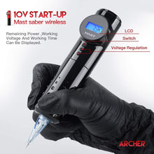 Mast Archer Wireless Battery Tattoo Machine Pen LCD Display Rechargeable battery Rotary Tattoo Pen Coreless Motor 2,000mAh Battery Power with 2 Grips(Black)