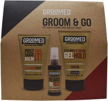 Groomed Groom & Go Set (Post Shave Balm, Bear Oil & Gel Hold) - The Essential Edit of Skin & Haircare. Get Ready to Look Good & Feel Great