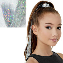 47" Hair Tinsel 800 Glitter Strands Shining Silver Fairy Hair Sparkle Tinsel Hair Extensions Bling for Party, Easy to Apply, Holographic Hair Accessories for Girls (Shining Silver)