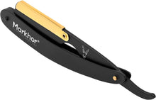 MARKHOR Cut Throat Razor Kit, Matte Black with 24K Gold Plated Straight Razor, Professional Barber Premium Quality Edge Moustache & Beard Shaving Single Blade