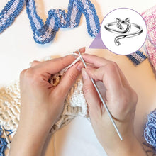 4pcs Knitting Crochet Loop Ring for Fingers, Knitting Ring Adjustable, Crochet Supplies for DIY Crafts, Braided Faster Knitting Thimbles Holders Accessories for Crochet Mother Grandma GiftsSilvery