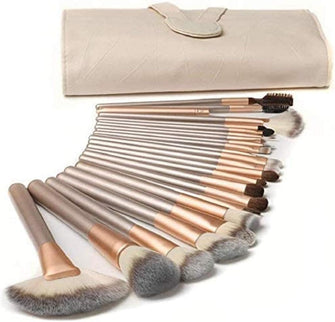 Make up Brushes,TTRWIN 18 Pcs Professional Makeup Brush Set Synthetic Kabuki Face Blush Lip Eyeshadow Eyeliner Foundation Powder Cosmetic Brushes Kit with PU Leather Bag Beige