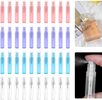 KITERI 40 Pcs Mini Spray Atomizer Empty Bottles, 2ml Mini Spray Bottle Refillable Perfume Empty Sample Bottle Sprayer Portable Mist Plastic Sample Bottle Travel Spray Perfume Bottles, 4 Colors