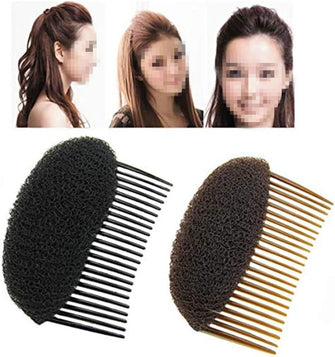 2PCS (1Black+1Brown) Bump Up Volume Hair Inserts Comb Hair Styling Tool Bumpits Bouffant Donut Bun Maker Hair Accessories