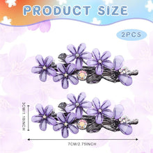 Jodsen Diamond Hair Clips, 2 Pcs Flower Hair Barrettes Hair Accessories and Girls, Diamond Flower Hair Slides Hair Styling Accessories Daily, Birthday, Wedding, Party, Dating, Dinners (Purple)