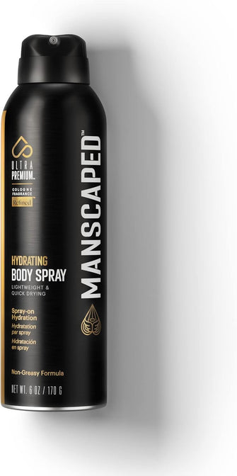 MANSCAPED UltraPremium Hydrating Body Spray, Non-Greasy Quick Drying Spray-On Moisturizer Formula with Red Algae and Hyaluronic Acid for Skin Hydration (6 oz Bottle)