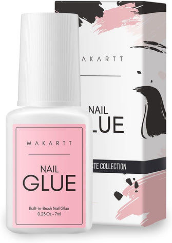 Makartt Nail Glue, Strong Nail Glue for Acrylic Nails, Brush on Nail Glue for Nail Repair, Nail Glue Extra Strong, Professional False Nail Glue for Broken Nails Long Lasting