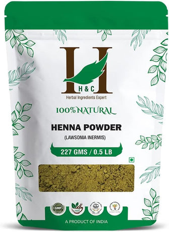 H&C 100% Pure Natural Henna Powder (Lawsonia Inermis) 227 Gms (1/2 Lb) For Hair