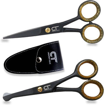 CT 4.5" Small Hair Scissors Set - Moustache & Beard Trimming for Men, Precise Facial Ear Nose Pubic Haircutting Round Tip Scissors for Baby Kids (Small Trimming Scissors Set)