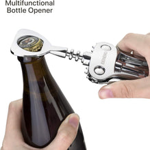 Corkscrew Bottle Opener, Beneno Premium Corkscrews Wine Bottle Opener with Multifunctional Corks and Caps Bottle Opener, Silver