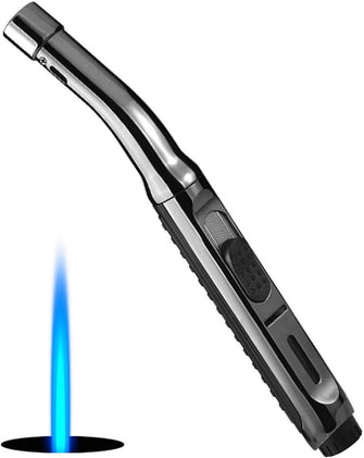 Candle Lighter,Refillable Long Jet Lighters with Visible Window, Windproof Gas Lighter Adjustable Jet Flame for BBQ, Stove, Kitchen Cooker, Hobs,Camping(Sold No Fuel)